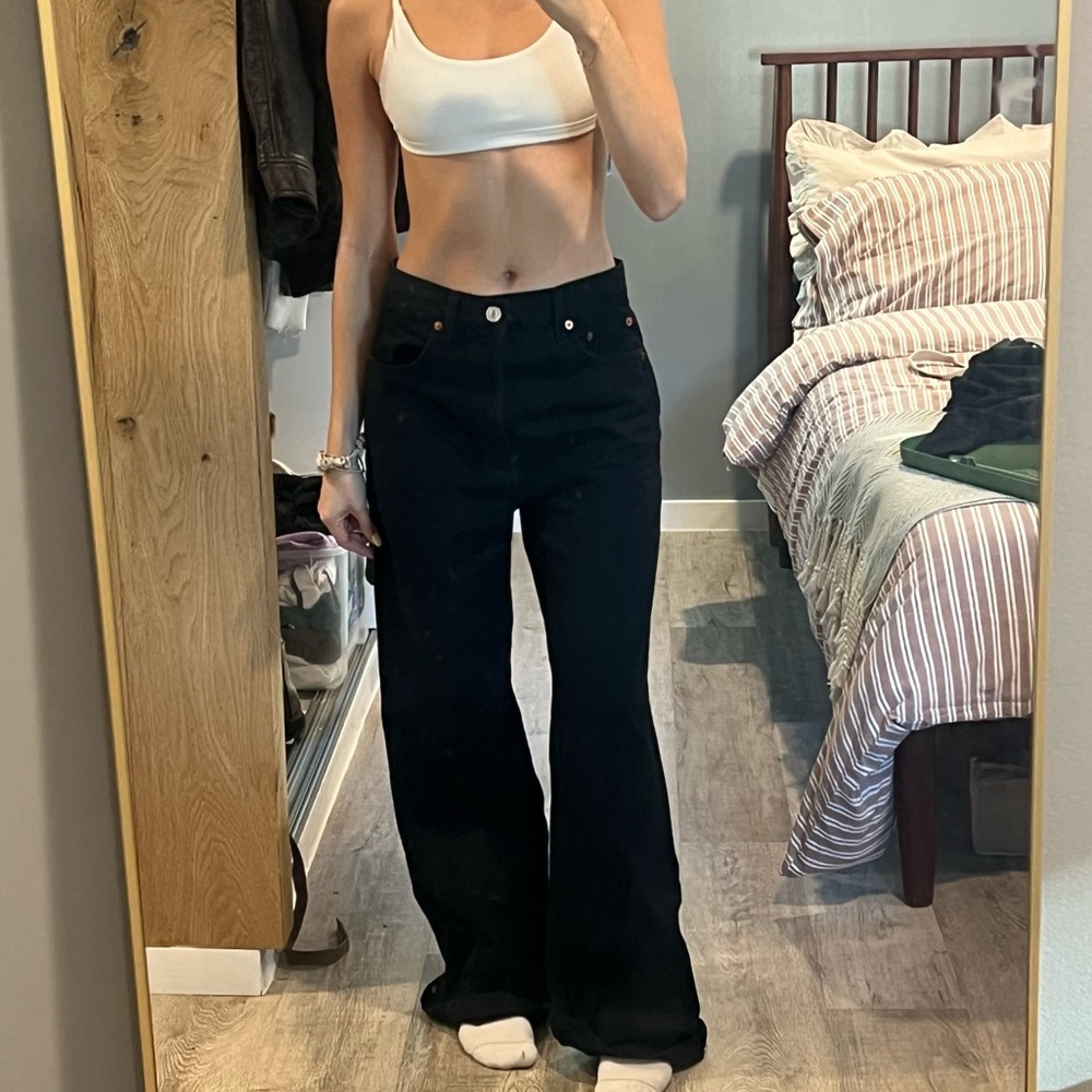 Re/Done Black Wide Leg Jeans - Picture 2 of 6